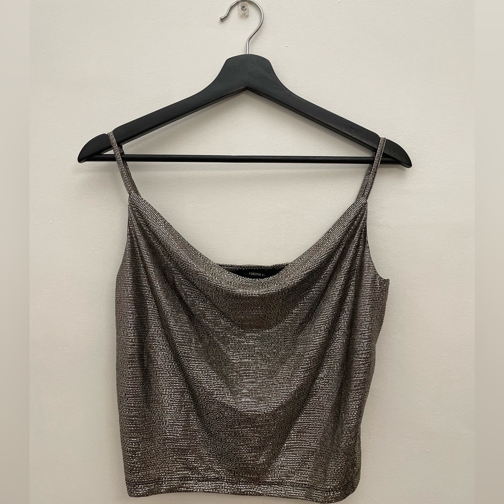 FOREVER 21 GOLD/BLACK TANK TOP BLOUSE